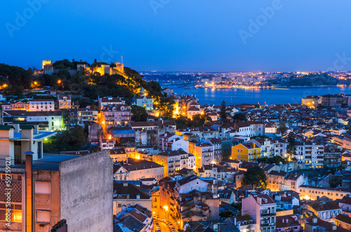 Lisbon old town at night, Portugal