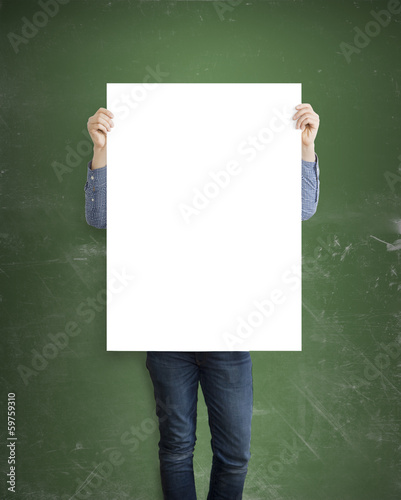 Photo: hipster holding placard hipster holding placard