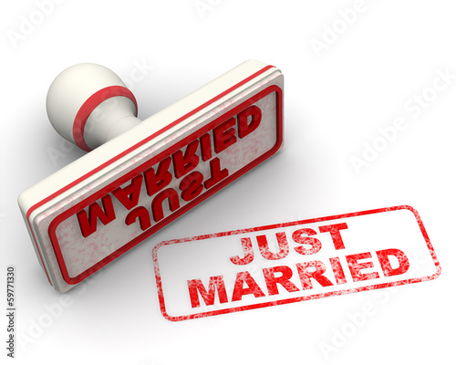 Illustration: Just married (молодожены). Печать и оттиск Just married (молодожены). Печать и оттиск