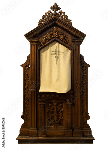 Photo: Church confessional isolated Church confessional isolated