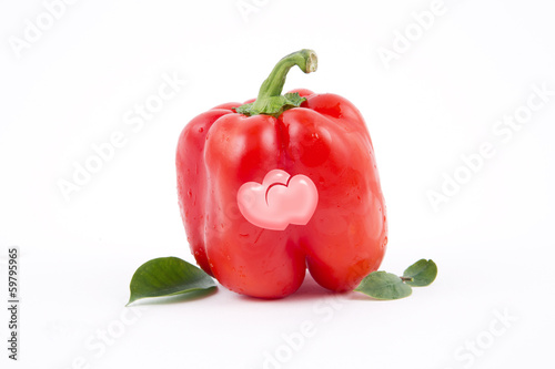 Photo: Two hearts on the fresh red paprika, a Valentines Day theme Two hearts on the fresh red paprika, a Valentines Day theme