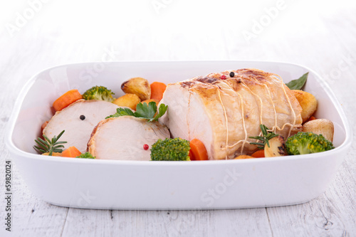 Photo: roast pork and vegetables roast pork and vegetables