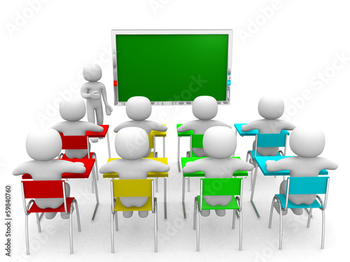 Illustration: 3d person showing the blackboard by hand. 3d person showing the blackboard by hand.