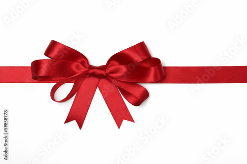 Photo: Red ribbon with bow on white Red ribbon with bow on white