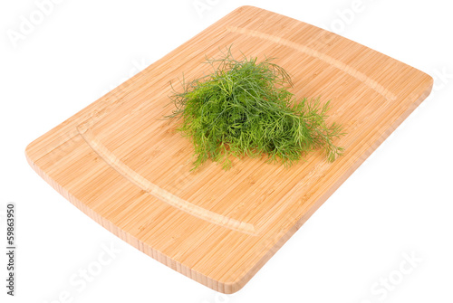 Photo: Kitchen board whith salad. Clipping path included. Kitchen board whith salad. Clipping path included.