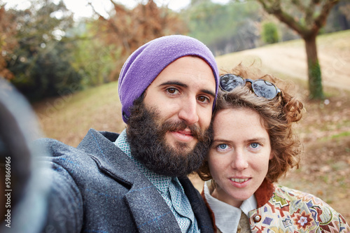 Photo: Selfie of a young hipster couple Selfie of a young hipster couple