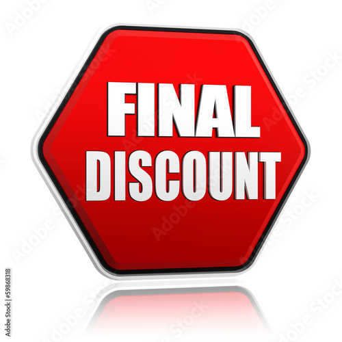 Illustration: final discount on red hexagon banner final discount on red hexagon banner