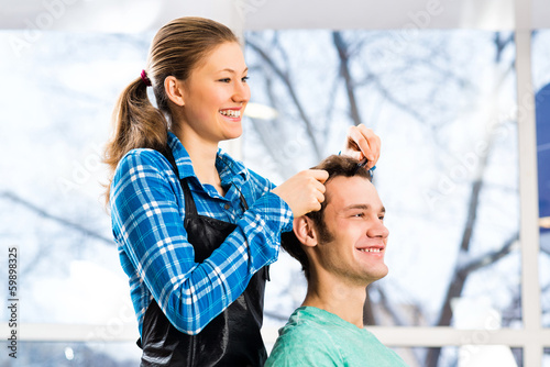 Photo: hairdresser and client hairdresser and client