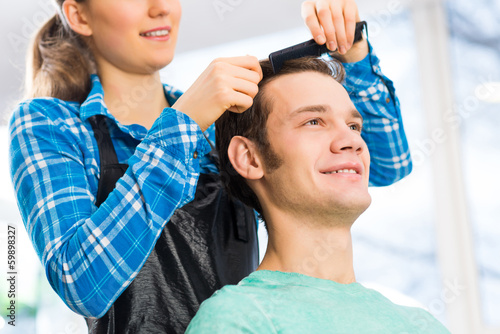 Photo: hairdresser and client hairdresser and client