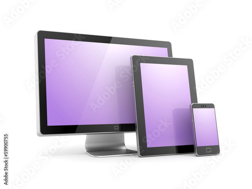 Illustration: Monitor, tablet computer and mobile phone Monitor, tablet computer and mobile phone