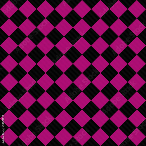 Illustration: Black and Pink Diagonal Checkers on Textured Fabric Background Black and Pink Diagonal Checkers on Textured Fabric Background