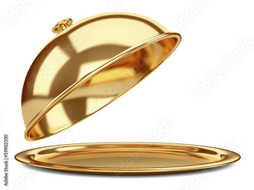 Illustration: gold Restaurant cloche with open lid gold Restaurant cloche with open lid