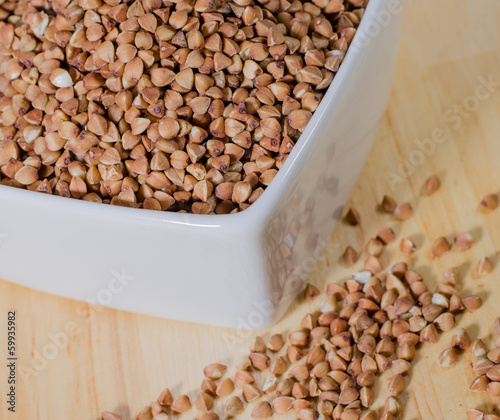 Photo: kasha buckwheat groats in a ceramic bowl kasha buckwheat groats in a ceramic bowl