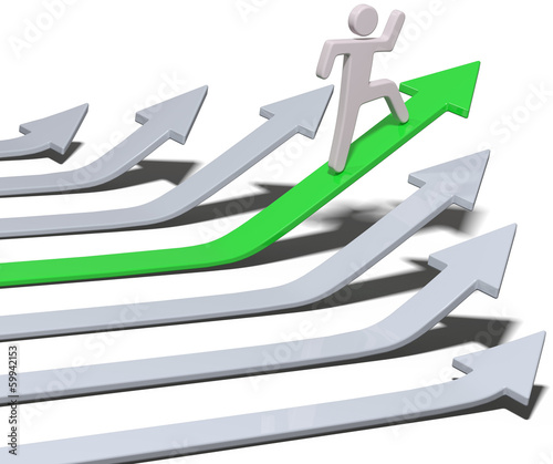 Illustration: Person choosing best arrow to progress Person choosing best arrow to progress