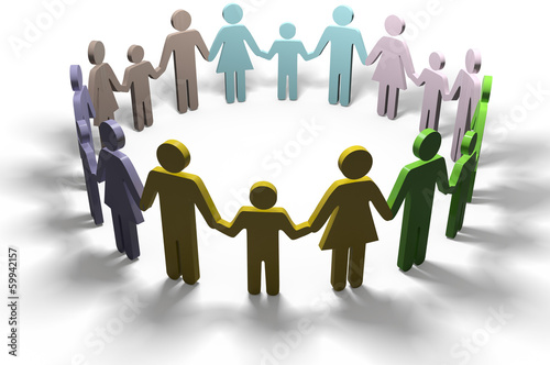 Illustration: Family social people join community together Family social people join community together