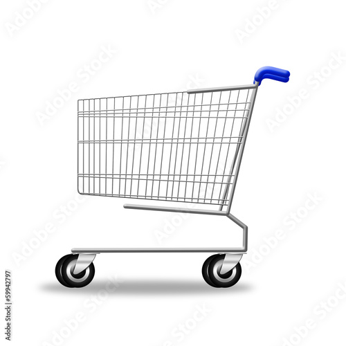 Photo: Shopping cart on white background. illustration Shopping cart on white background. illustration