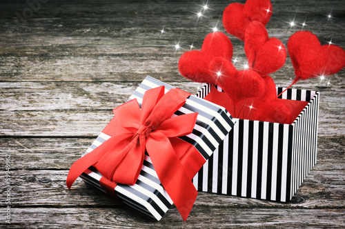 Photo: Valentine's gift box with red hearts Valentine's gift box with red hearts