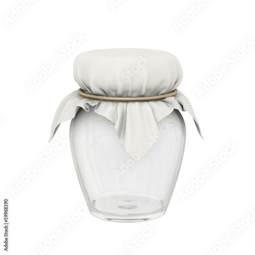 Illustration: Glass jar and square cloth shape tied with a golden rope Glass jar and square cloth shape tied with a golden rope