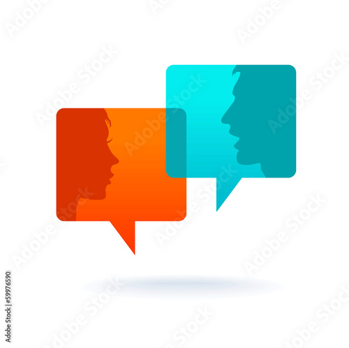 Vector: Dialog - Speech bubbles with two faces Dialog - Speech bubbles with two faces