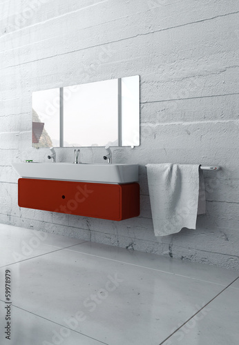 Photo: Modern red bathroom interior Modern red bathroom interior