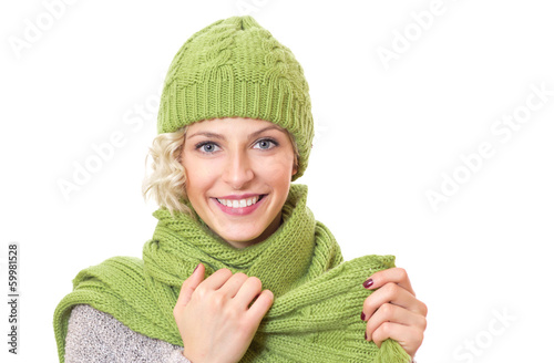 Photo: Happy girl with warmly - winter clothing Happy girl with warmly - winter clothing