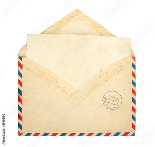 Photo: Old envelope with blank card Old envelope with blank card