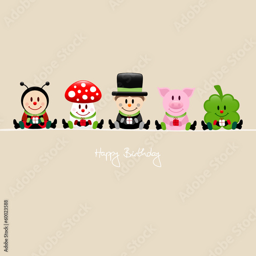 Vector: Ladybug,Fly Agaric,Chimney Sweeper,Pig & Cloverleaf Gifts Beige Ladybug,Fly Agaric,Chimney Sweeper,Pig & Cloverleaf Gifts Beige