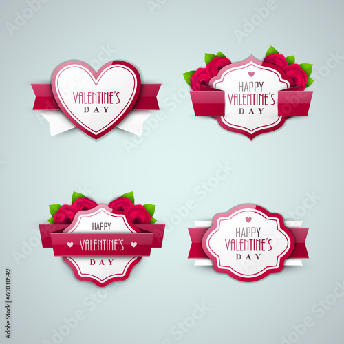 Vector: Bright Valentine`s day labels Bright Valentine`s day labels