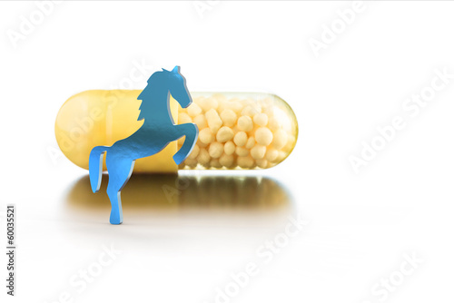 Photo: vitamins in capsules and toy horse vitamins in capsules and toy horse