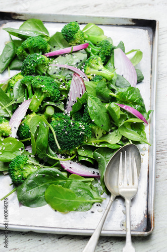 Photo: Healthy green salad with seeds and broccoli Healthy green salad with seeds and broccoli