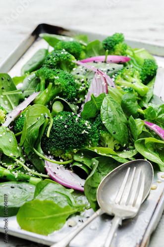 Photo: Healthy green salad with seeds and broccoli Healthy green salad with seeds and broccoli