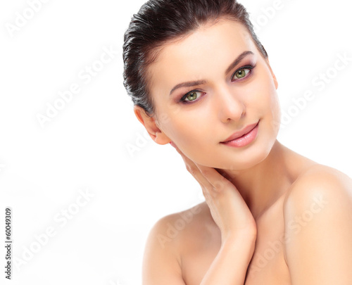 Photo: Beautiful Girl Touching Her Face. Beauty Face. Beautiful Girl Touching Her Face. Beauty Face.