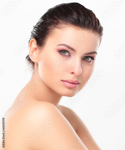 Photo: Beautiful Girl Touching Her Face. Beauty Face. Beautiful Girl Touching Her Face. Beauty Face.