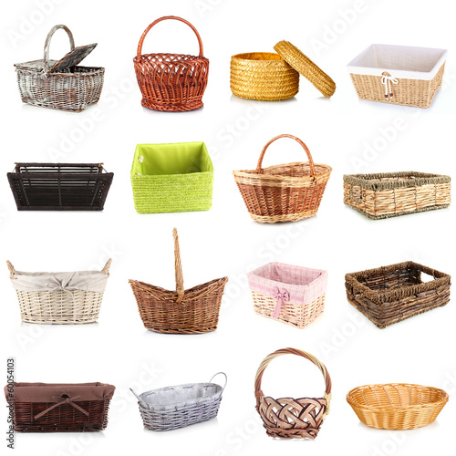 Photo: Collage of different wicker baskets Collage of different wicker baskets