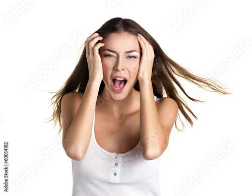 Photo: portrait of a screaming girl portrait of a screaming girl