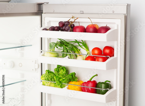Photo: Open refrigerator full of fresh fruit and vegetables Open refrigerator full of fresh fruit and vegetables