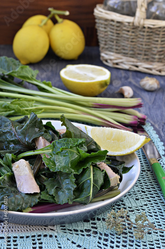 Photo: Salad of wild beet leaves with tuna Salad of wild beet leaves with tuna