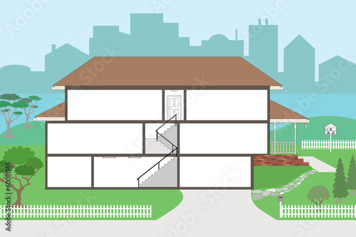 Vector: Large Cutaway House Ready to Decorate Large Cutaway House Ready to Decorate