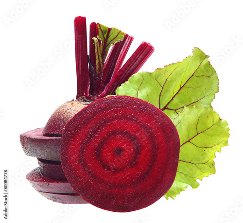 Photo: Beetroot with leaves isolated on white Beetroot with leaves isolated on white