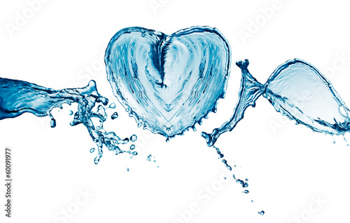 Illustration: Heart from water splash with bubbles Heart from water splash with bubbles