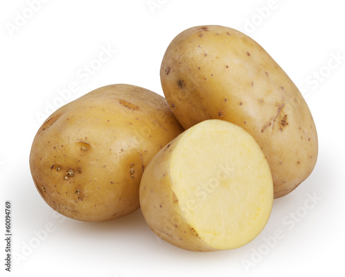 Photo: Potatoes isolated on white background with clipping path Potatoes isolated on white background with clipping path