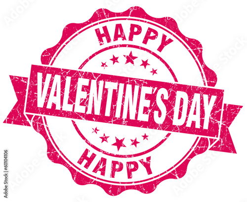 Illustration: Happy Valentine's day red grunge seal isolated on white Happy Valentine's day red grunge seal isolated on white