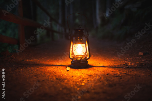 Photo: Lamp on footpath on stump Lamp on footpath on stump