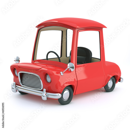 Illustration: Cute red cartoon car side view Cute red cartoon car side view
