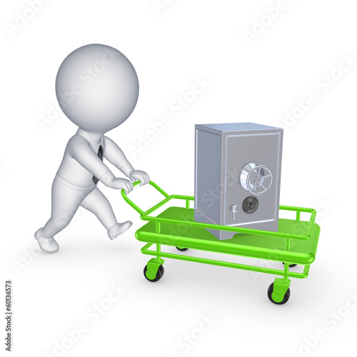 Illustration: Safe on pushcart. Safe on pushcart.