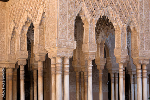 Photo: Moorish arches and columns of Alhambra harem in Granada, Spain Moorish arches and columns of Alhambra harem in Granada, Spain