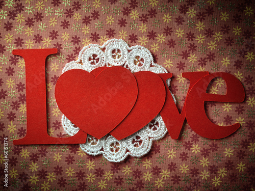 Photo: Holidays card with word "love" and heart Holidays card with word "love" and heart