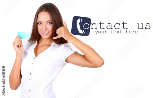 Photo: Young beautiful business woman isolated on white Young beautiful business woman isolated on white