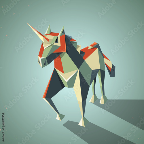  Three dimensional magic origami unicorn from folded paper