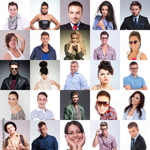 Photo: many people faces collage many people faces collage